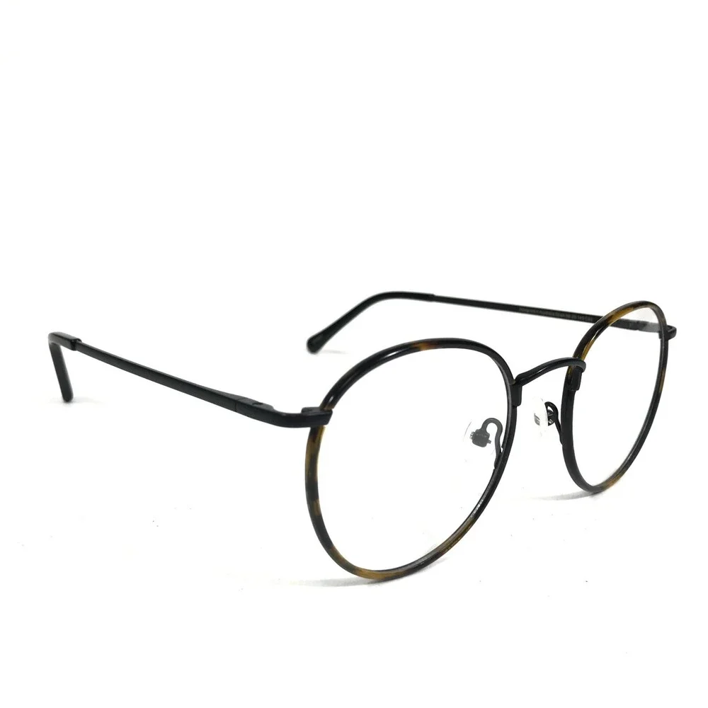 Iconik Eyeglasses Frames Siren C03 Black Brown Tortoise Round Wire Rim 50-20-145